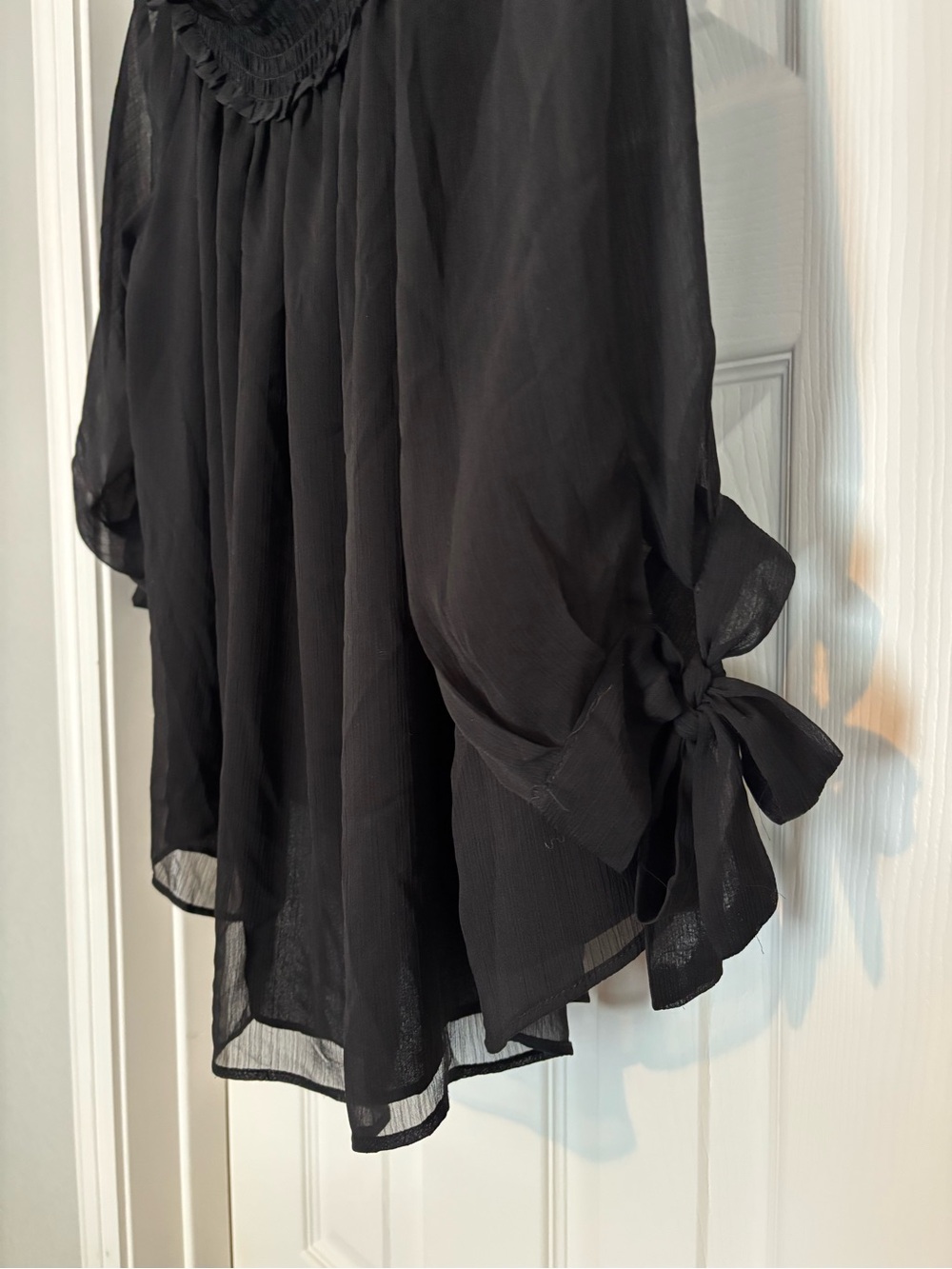 CeCe Black Sheer Tie-Hem Midi Skirt